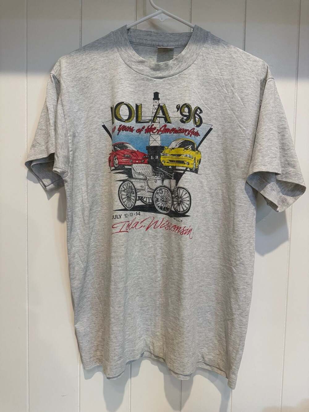 Vintage 1996 Iola Car Show Wisconsin T-Shirt Single Stitch Graphic Tee